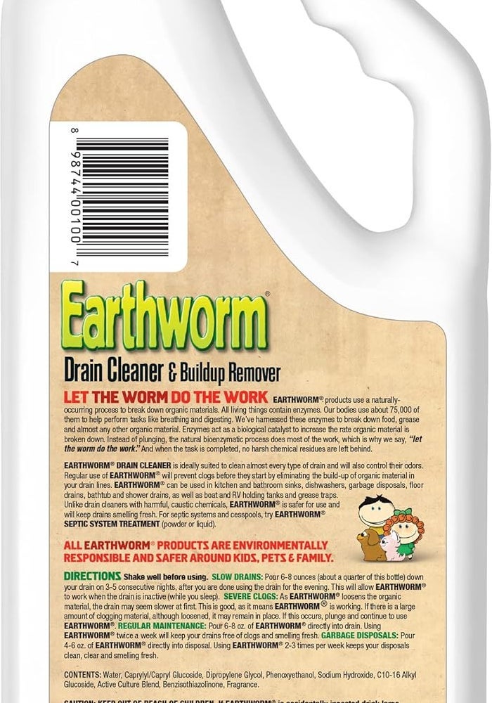 Earthworm Family Safe Drain Cleaner with Citrus & Sage Fragrance - 32 Fl. Oz. - Image 2